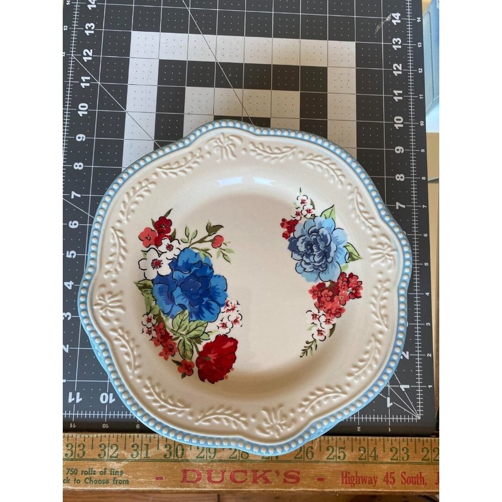 New Six Piece Pioneer Woman Classic Charm 8.75" Stoneware Salad Plates